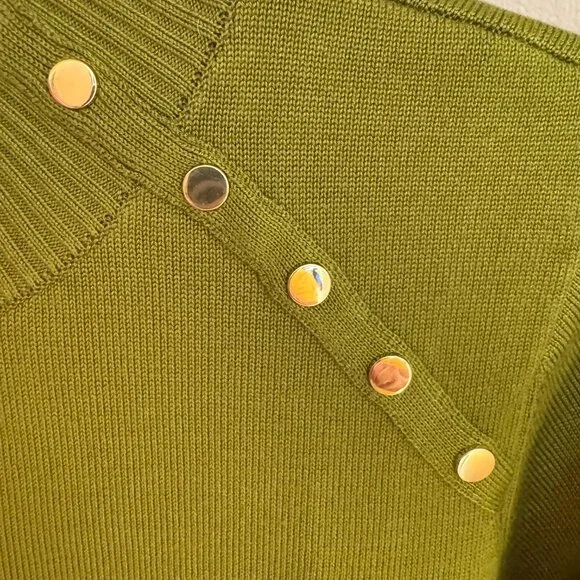 NWOT mockneck studded trim pullover sweater, green, size MP, from Appleseed's - Picture 7 of 9